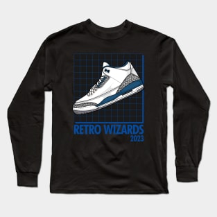 AJ 3 Retro Blue Sneaker Long Sleeve T-Shirt